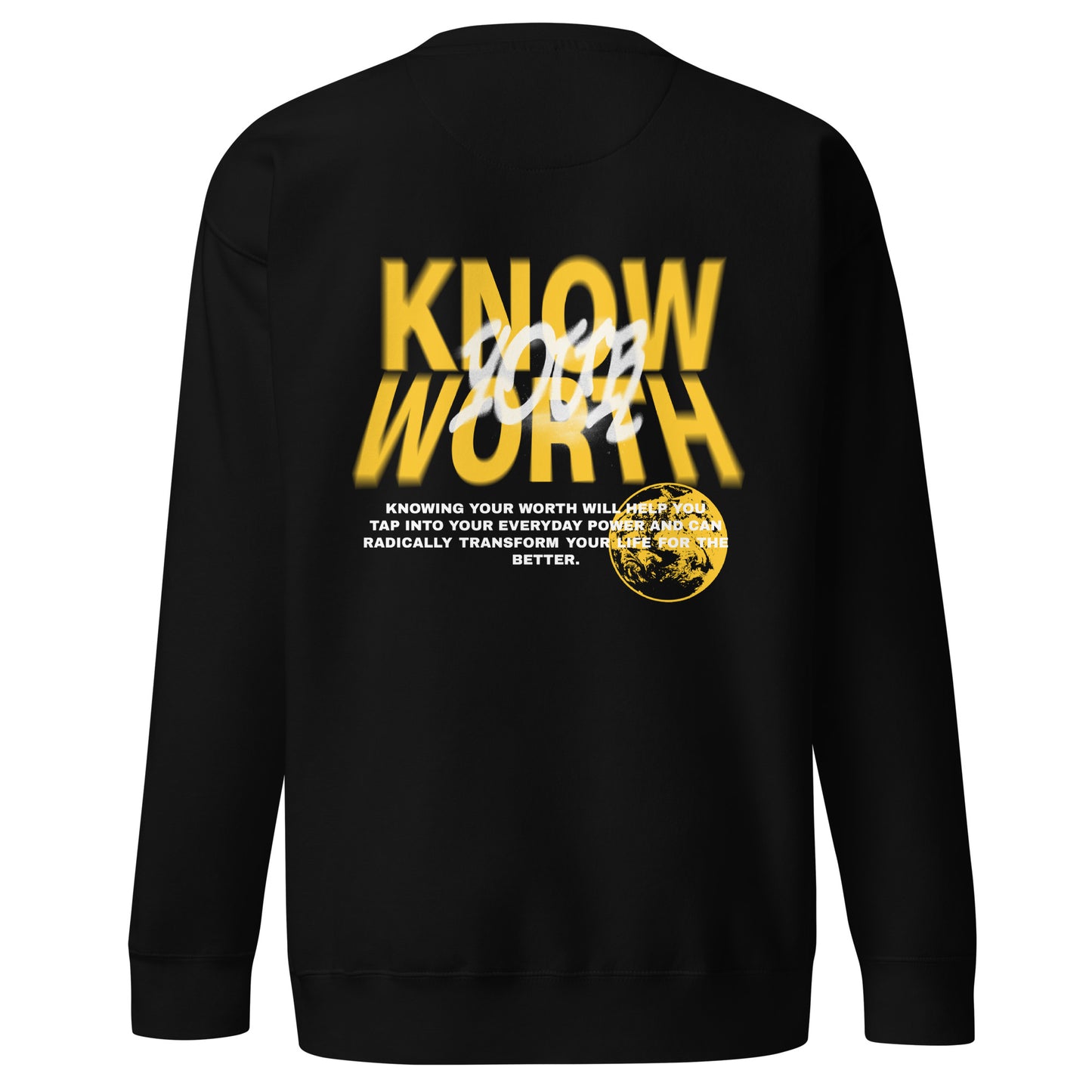 GR8 KNOW YOUR WORTH CREWNECK SWEATSHIRT - ‘YELLOW OCHRE’